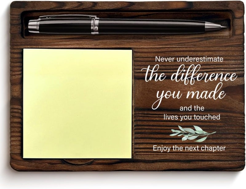QODMGD Retirement Gifts for Men Women, Retired Leaving Farewell Goodbye Gifts for Coworker Boss Leader Teacher, Never Underestimate The Difference You Made Sticky Note Holder for Desk - Image 1